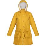 Gelbe Wasserdichte Regatta Jacken mit Fellkapuze aus PU mit Kapuze für Damen Größe L für den für den Winter 
