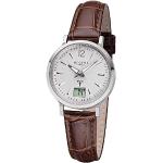 Reduzierte Silberne Regent Uhrenarmbänder aus Leder mit Funksteuerung mit Mineralglas-Uhrenglas mit Lederarmband für Damen 