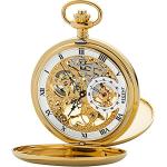 Goldene Regent Runde Handaufzug Savonnette aus Edelstahl mit Analog-Zifferblatt mit Mineralglas-Uhrenglas für Herren 