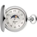 Reduzierte Silberne Regent Quarz Glastaschenuhren mit Analog-Zifferblatt mit Mondphasenanzeige mit Kunststoff-Uhrenglas mit Metallarmband für Herren 
