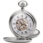 Silberne Elegante Regent Runde Handaufzug Metalltaschenuhren mit Analog-Zifferblatt mit Kunststoff-Uhrenglas mit Metallarmband für Herren 