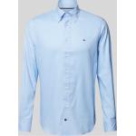 Blaue Unifarbene Tommy Hilfiger Logo Button Down Kragen Regular Fit Hemden aus Baumwolle für Herren 