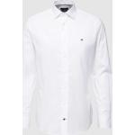 Weiße Unifarbene Tommy Hilfiger Logo Kentkragen Hemden mit Kent-Kragen aus Baumwolle für Herren Größe S 