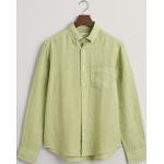 Hellgrüne Unifarbene Gant Button Down Kragen Leinenhemden aus Leinen für Herren Größe 4 XL 