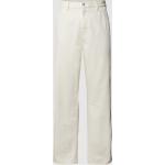 Offwhitefarbene Unifarbene 5-Pocket Jeans aus Baumwolle für Herren 