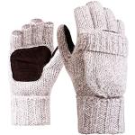Beige Fingerlose Handschuhe & Halbfinger-Handschuhe mit Klettverschluss aus Leder für Damen Einheitsgröße für den für den Winter 