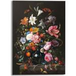 Schwarze Blumenglasbilder glänzend aus Glas 50x70 