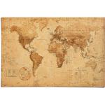 Gelbe Antike Rechteckige Weltkarte Poster mit Weltkartenmotiv aus Papier 
