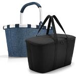 reisenthel, Set aus carrybag BK + coolerbag UH, BKUH, Einkaufskorb mit passender Kühltasche, Twist Blue + Black