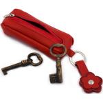 Rote Herrenschlüsseletuis & Herrenschlüsseltaschen mit Reißverschluss aus Leder 