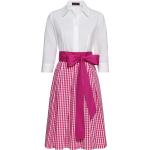 Pinke Karo Elegante 3/4-ärmelige Freizeitkleider mit Reißverschluss für Damen Größe M 