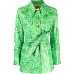 Reduzierte Grüne REJINA PYO Kunstlederjacken mit Gürtel aus Kunstleder für Damen für den für den Herbst 
