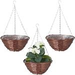 Braune 30 cm Relaxdays Runde Pflanzenampeln & Blumenampeln 30 cm aus Eisen Indoor 3-teilig 