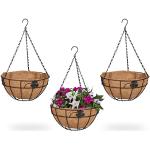 Schwarze 31 cm Relaxdays Hanging Baskets 31 cm aus Kokosfaser Indoor 3-teilig 