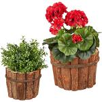 15 cm Relaxdays Runde Pflanzkübel & Blumentöpfe 15 cm aus Rindenholz Indoor 2-teilig 