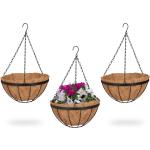 Braune Relaxdays Hanging Baskets aus Kokosfaser 3-teilig 