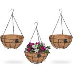 Braune Relaxdays Hanging Baskets aus Kokosfaser 3-teilig 