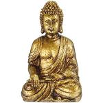 Goldene Asiatische Relaxdays Buddha-Gartenfiguren aus Kunststein frostfest 
