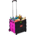 Pinke Relaxdays Einkaufstrolleys & Einkaufswagen aus Kunststoff klappbar 