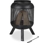 Schwarze Moderne Relaxdays Feuerschalen 44 cm gebürstet aus Metall mit Funkenschutz 