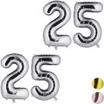 Silberne Zahl 25 Relaxdays Folienballons aus Silber 