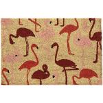 Rote Tropische Relaxdays Schmutzfangmatten & Fußabtreter mit Flamingo-Motiv aus Kokosfaser 