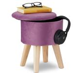 Violette Relaxdays Runde Sitzhocker aus Holz mit Stauraum 
