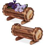 Reduzierte Rustikale 9 cm Relaxdays Pflanzfässer aus Holz Indoor 2-teilig 
