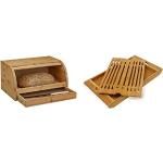 Relaxdays Rechteckige Brotschneidebretter aus Bambus mit Schublade 