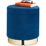 Reduzierte Blaue Moderne Relaxdays Runde Poufs aus Samt mit Stauraum Breite 0-50cm, Höhe 0-50cm, Tiefe 0-50cm 