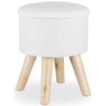 Weiße Moderne Relaxdays Runde Sitzhocker aus Holz mit Stauraum Breite 0-50cm, Höhe 0-50cm, Tiefe 0-50cm 