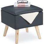 Reduzierte Dunkelgraue Moderne Relaxdays Sitzhocker aus Kunstleder mit Stauraum Breite 0-50cm, Höhe 0-50cm, Tiefe 0-50cm 