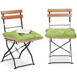 Relaxdays Sitzkissen 50 x 50 cm, 2er Set Gartenstuhlauflage mit Band, bequeme Sitzpolster für Garten und Heim, grün/sand