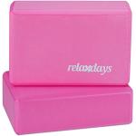 Relaxdays Unisex – Erwachsene Yogablock im 2er Set, Klötze Übungen, Hartschaum, rutschfest, Yoga-Würfel HBT 8x23x15 cm, pink f