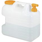 Relaxdays Wasserkanister mit Hahn, 20 Liter, Kunststoff bpa-frei, Weithals Deckel, Griff, Camping Kanister, weiß/orange