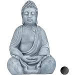 Hellgraue Asiatische 50 cm Relaxdays Buddha-Gartenfiguren aus Kunststein frostfest 