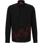 Schwarze HUGO BOSS HUGO Bio Kentkragen Hemden mit Kent-Kragen aus Baumwolle für Herren Größe XS 