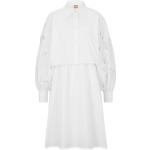 Weiße Langärmelige HUGO BOSS BOSS Kleider mit Lochstickerei aus Baumwolle für Damen Größe XS 
