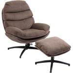 Schwarze CARO-Möbel Relaxsessel mit Hocker pulverbeschichtet aus Stoff Breite 100-150cm, Höhe 100-150cm, Tiefe 50-100cm 