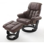 Braune MCA furniture Relaxsessel mit Hocker aus Leder gepolstert Breite 50-100cm, Höhe 100-150cm, Tiefe 50-100cm 