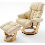 Cremefarbene MCA furniture Relaxsessel mit Hocker aus Leder mit verstellbarer Rückenlehne Breite 50-100cm, Höhe 100-150cm, Tiefe 50-100cm 