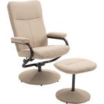 Beige CARO-Möbel Dakota Relaxsessel mit Hocker aus Stoff mit verstellbarer Rückenlehne Breite 50-100cm, Höhe 50-100cm, Tiefe 50-100cm 