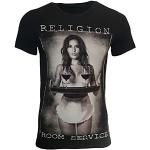 Schwarze RELIGION Room Service T-Shirts für Herren Größe L 