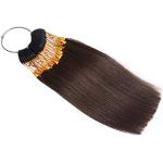 RemeeHi Haarmuster zum Testen der Farbe Haarfarbe, Ringe mit goldfarbenen Schnallen, echtes Echthaar, für Salon Friseursalon, 30 Strähnen/Set dunkelbraun (4°)