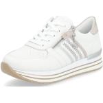 Weiße Remonte Low Sneaker mit Reißverschluss in Breitweite aus Glattleder mit herausnehmbarem Fußbett für Damen Größe 45 