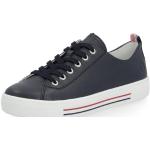 Reduzierte Blaue Remonte Low Sneaker mit Schnürsenkel in Breitweite aus Glattleder mit herausnehmbarem Fußbett für Damen Größe 39 