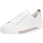 Reduzierte Weiße Remonte Low Sneaker mit Schnürsenkel in Breitweite aus Glattleder mit herausnehmbarem Fußbett für Damen Größe 42 