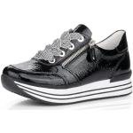 Reduzierte Schwarze Remonte Low Sneaker mit Reißverschluss in Normalweite aus Lackleder für Damen Größe 37 
