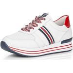 Weiße Remonte Low Sneaker mit Schnürsenkel in Breitweite aus Glattleder für Damen Größe 43 