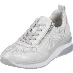 Silberne Remonte Low Sneaker mit Schnürsenkel in Komfortweite aus Textil atmungsaktiv für Damen Größe 39 für den für den Sommer 